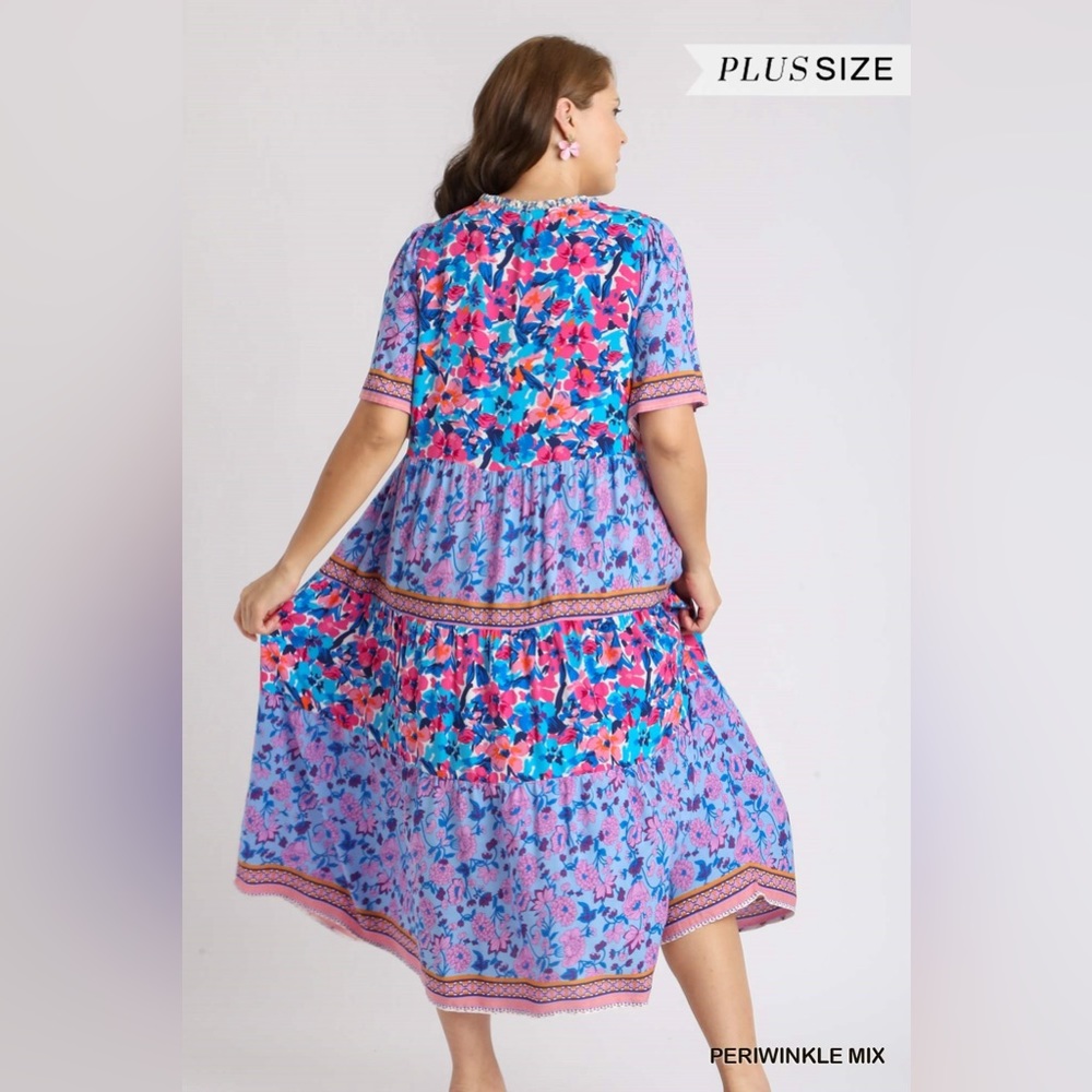 Umgee NWT Boutique Boho Hippy Floral Print Dress XL - 2X Periwinkle Lave… - Picture 10 of 12